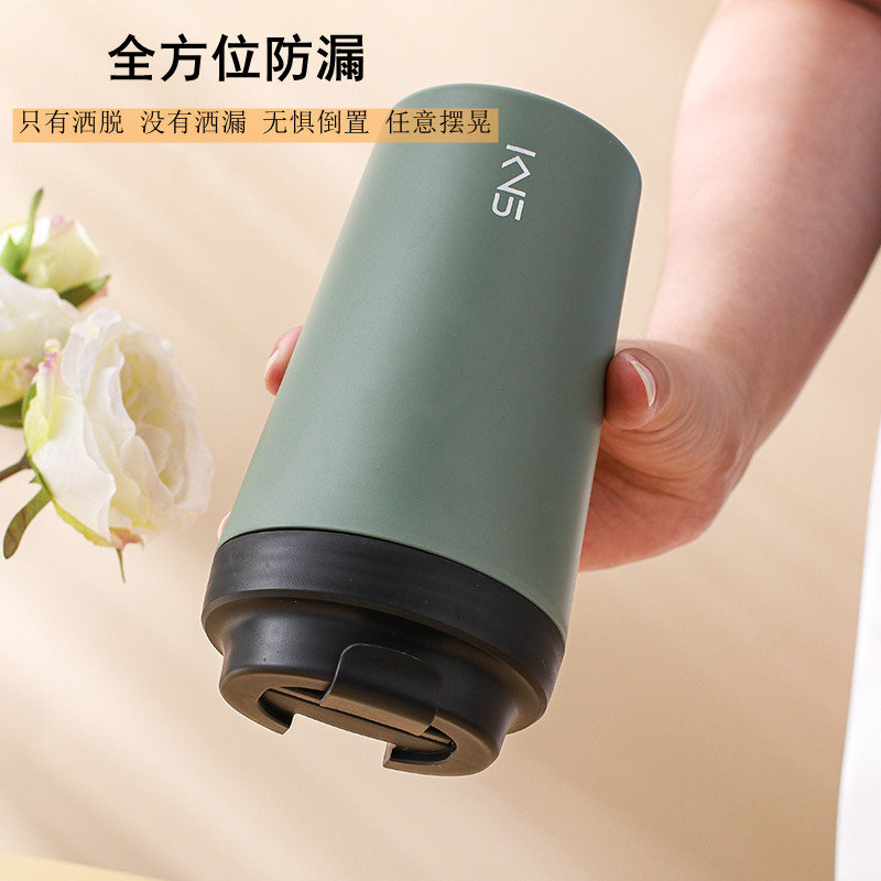 美式陶瓷内胆保温杯女随行咖啡杯高颜值车载便携大口径开盖水杯子