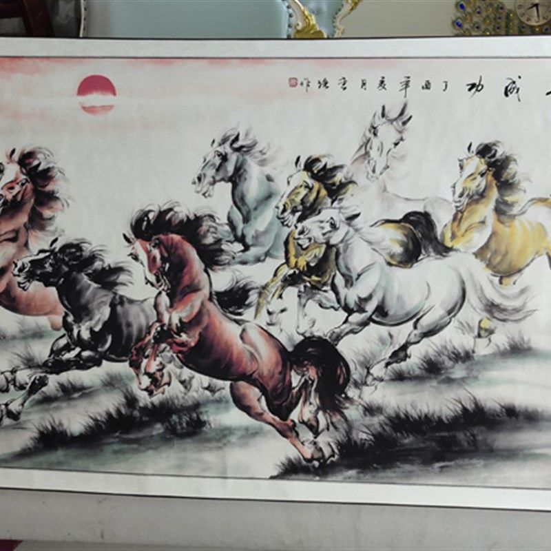 六尺国画卷轴字画l动物画客厅办公室装饰画中式墙壁挂画马到成功F