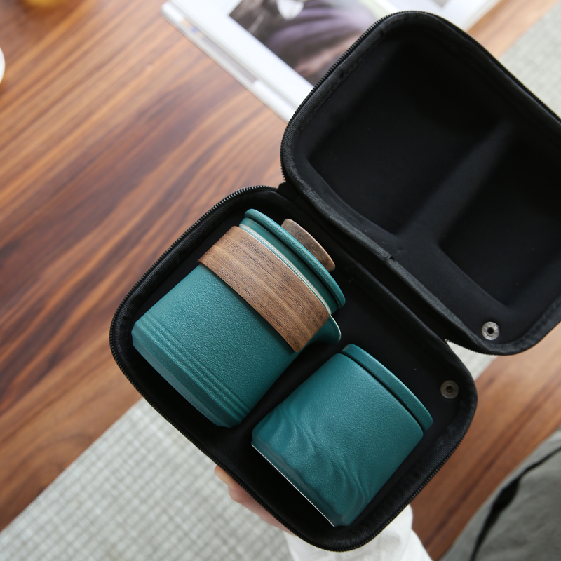 陶瓷快客旅行茶具套装便携包功夫茶具一壶三六杯户外茶壶logo定制