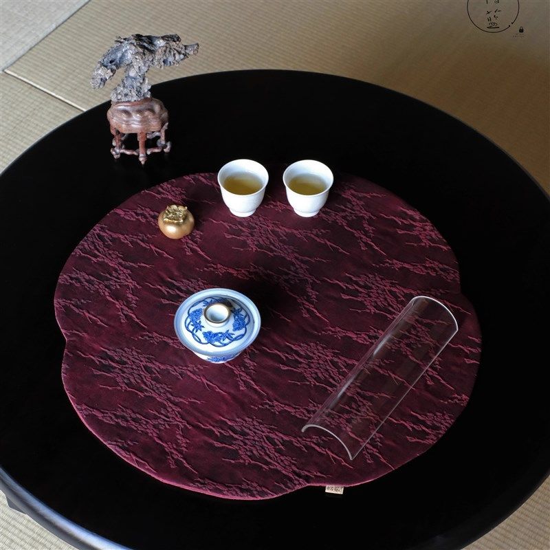 慢蓝  香云纱红云纱提花 茶道布艺手工国风 海棠茶席41*41,居家布艺,茶席,淘宝优惠券,粉丝福利购,淘宝优惠卷