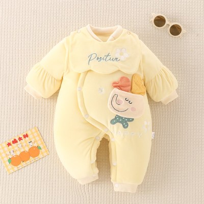 新生婴儿连体衣加厚保暖秋冬装男女宝宝棉服套装哈衣外出抱衣冬季