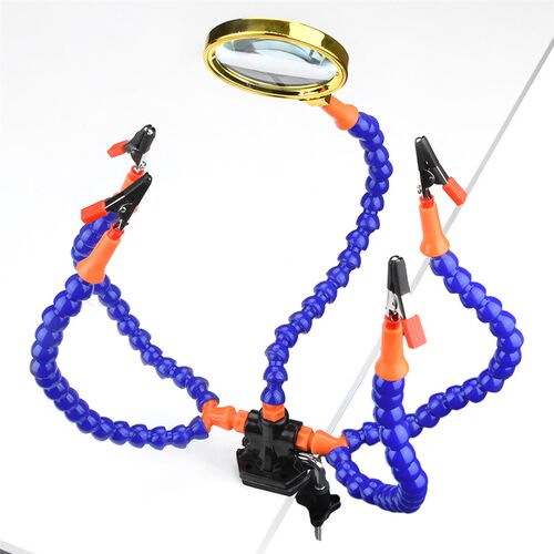 5支灵活臂带放大镜万向臂焊接烙铁架焊接工作台PCB焊接维修工具