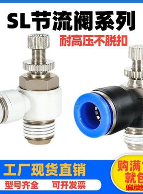 气缸气管气动调节SL6-01节流阀SL8-02插管接头SL4-M5可调SL10-03