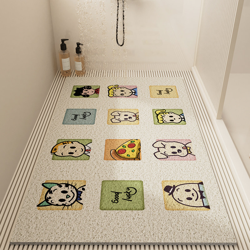 浴室防滑垫漏水地垫儿童可裁剪防摔防滑垫卫生间洗W澡淋浴房丝圈