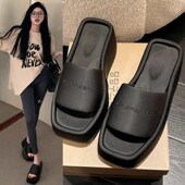 厚底高跟拖鞋 子松糕底增高显瘦坡跟懒人凉拖 女鞋 女2i025夏季 新款