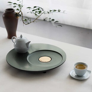 乌金石茶盘干泡台天罗绿s茶台办公室小型家用干湿分离定制圆茶台