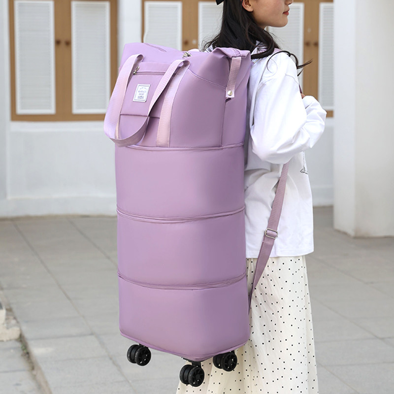 万向轮四层可双肩旅行包女结实耐用大容量轮子包防泼X水牛津拉杆