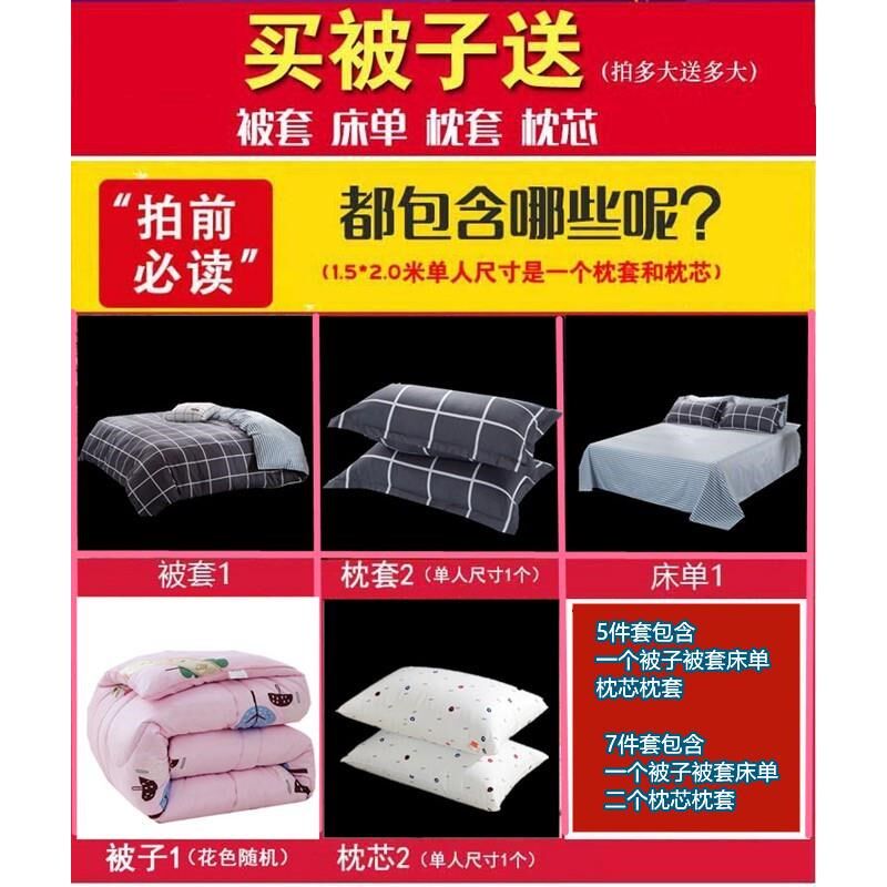 春秋被子冬带被套枕n芯三件套四季学生宿舍单双人棉被褥一整套装