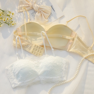 美背无肩带抹胸内衣女夏季 防滑大胸显小胸R裹胸防走光聚拢文 薄款