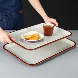 密胺幼儿园餐盘面包蛋糕盘子食堂端菜茶水盘咖啡白长方形托盘商用