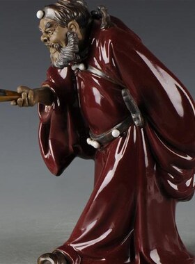 石湾陶瓷中式家居客厅玄关前台z钟馗摆件招财礼品摆设天师引福归