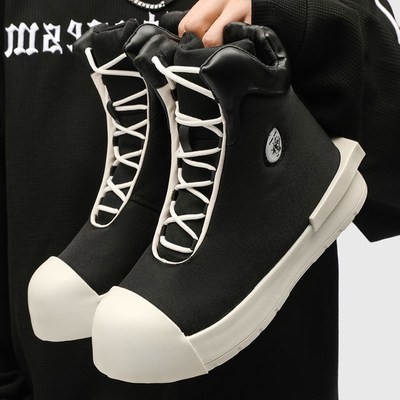 ro鞋子大头高帮鞋男小众美式高街丑萌板鞋厚底内增高10CM马丁靴冬