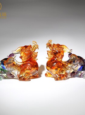 琉璃貔貅摆件一对客厅办公室装饰品乔迁新居礼品店铺公司开业礼物