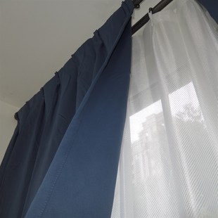 苏州窗帘遮光成品现货 藏蓝色 固定褶皱5个尺寸 挂钩帘主卧室书房