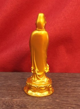 黄铜观音佛像观世音菩萨摆件莲花观音家居工艺品铜器