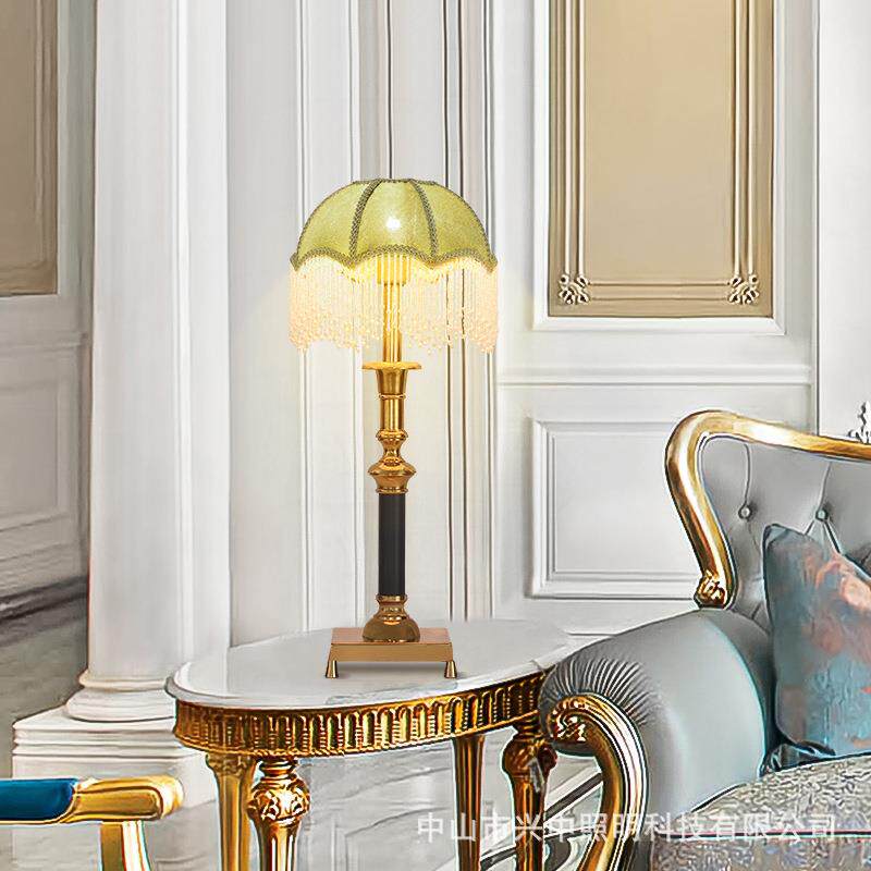 法式全铜复古装饰台灯欧式别墅客厅台灯卧室床头灯宫廷别墅书房灯