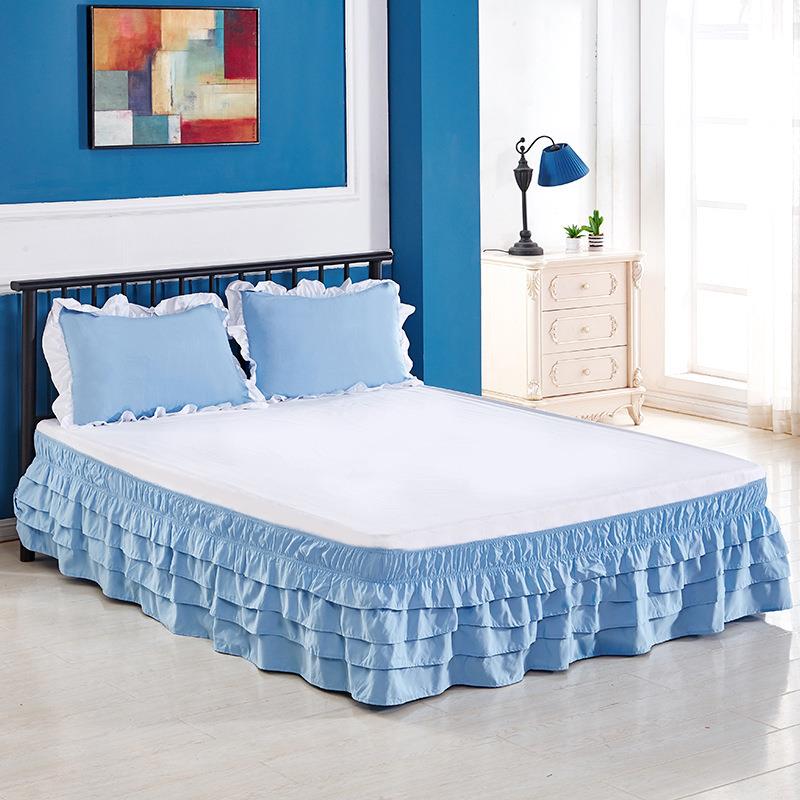 多层百褶松紧床围裙外贸床裙公主风多层床裙bed skirt