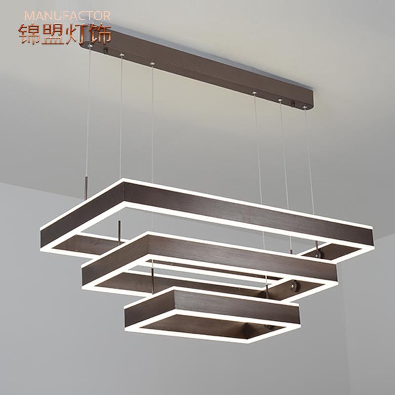 现代简约长方形单双三层铝艺吊灯创意样板房客厅餐厅卧室LED吊灯