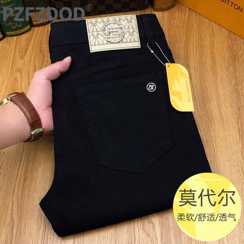 PZFZDOD莫代尔黑色夏休闲裤男士