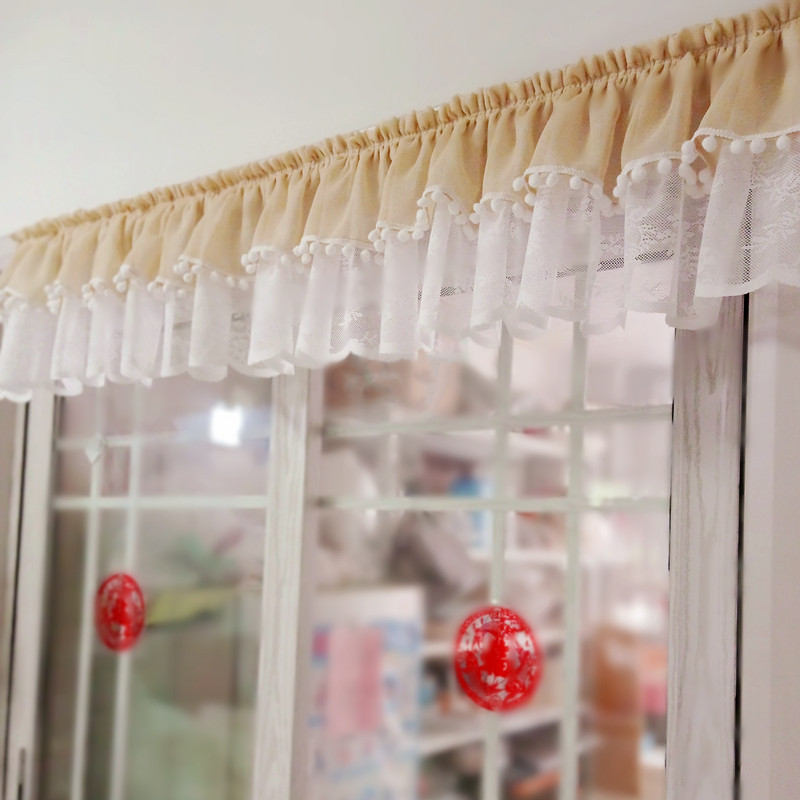 双层纱帘头帷幔田园半帘短帘自粘魔术贴防尘小窗橱柜飘窗门帘装饰,居家布艺,定制窗帘,淘宝优惠券,粉丝福利购,淘宝优惠卷