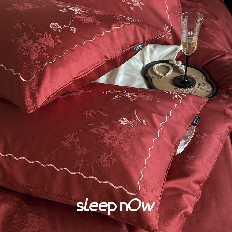 结婚床上用品四件套全棉婚庆大红色床单被套喜被新婚嫁房被罩