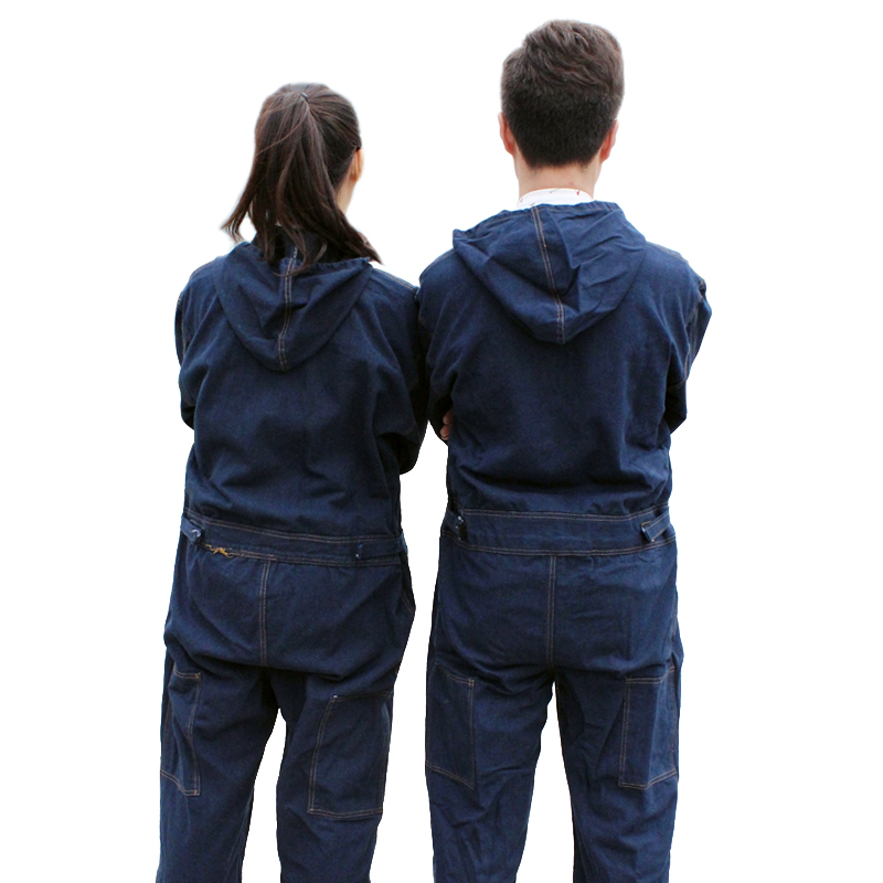 连体服牛仔工作服黄线加厚耐磨防尘服男汽修电焊全棉工程劳保服包