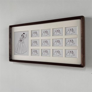 结婚证登记照相框每年两寸照周年纪念日红底M照片相框摆台实木挂