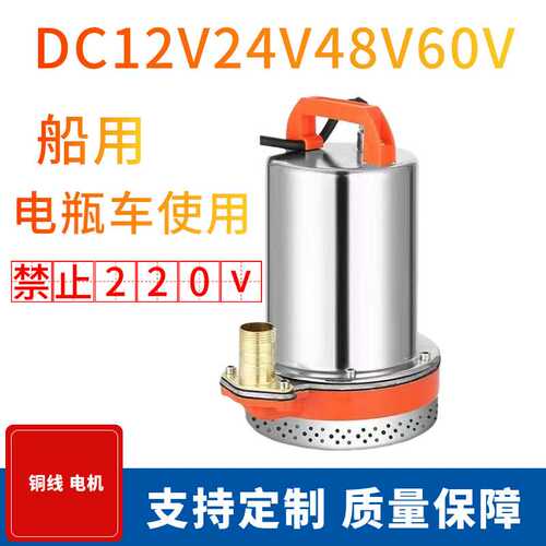 太阳能直流船用不锈钢潜水泵48V60V电动车抽水机12V24V电瓶抽水泵