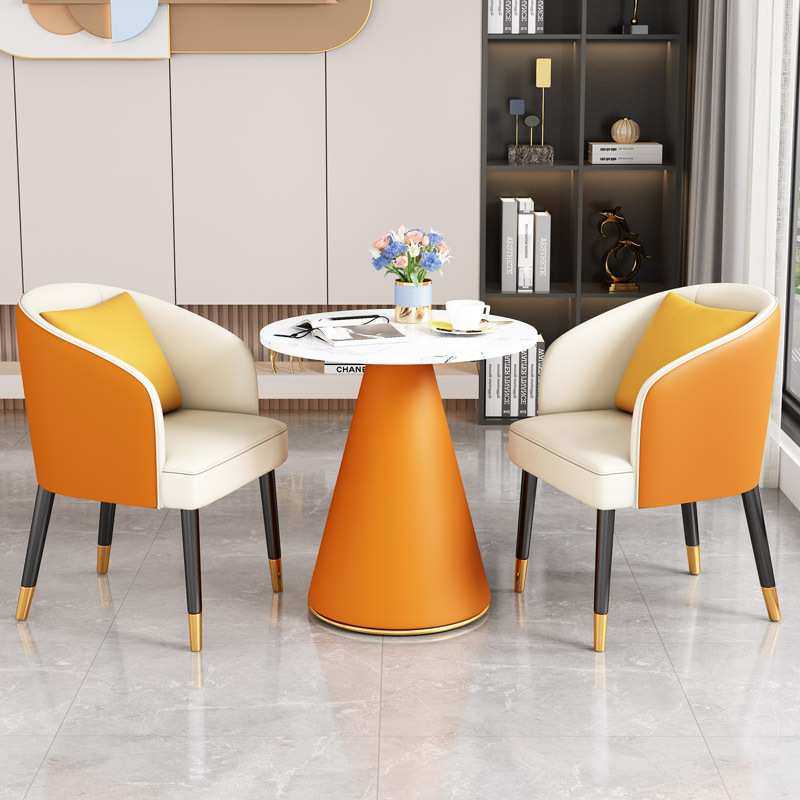 售楼处洽谈桌椅会客接待网红休闲椅子岩板咖啡厅组合餐桌商用家具