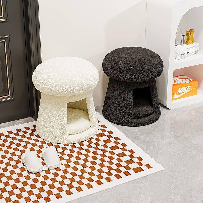 奶油风蘑菇矮凳入户玄关收纳凳进门穿鞋凳创意猫窝换鞋凳门口家用