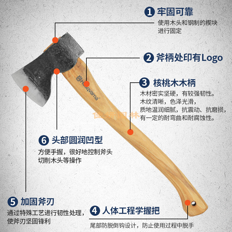 富世华胡斯华纳Husqvarna瑞典原装进口户外露营锻造手工锻打斧头