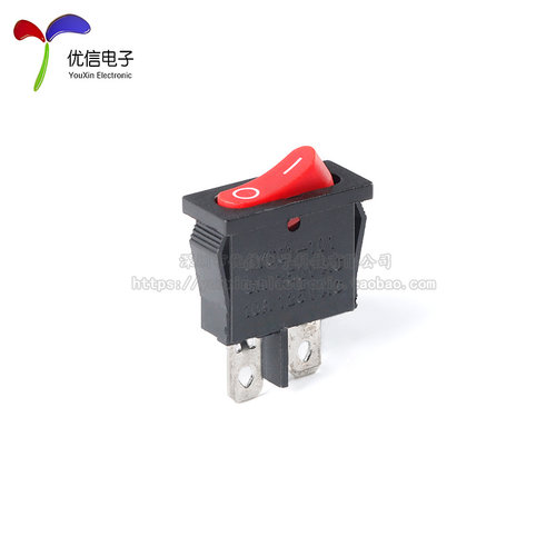 薄扁形KCD1-110船型开关黑色/红色 2脚2档10A银触点电源按钮开关