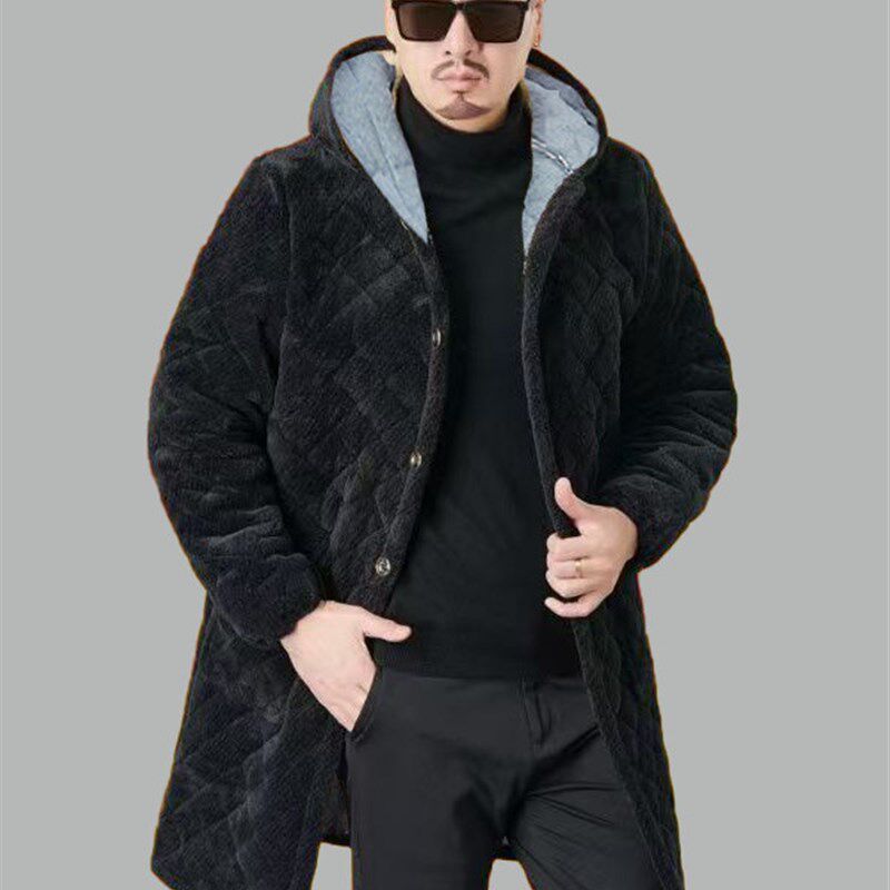 加肥加大男款棉衣加绒加厚工作服大褂宽L松大码罩衣冬季长款棉服