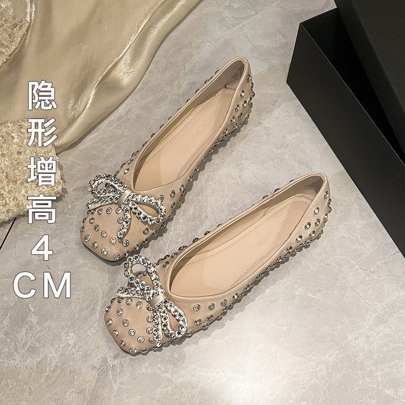 仙女风软底单鞋女2025新款百搭平底水钻内增高满钻大码女鞋41一43,女鞋,其他拖鞋,淘宝优惠券,粉丝福利购,淘宝优惠卷