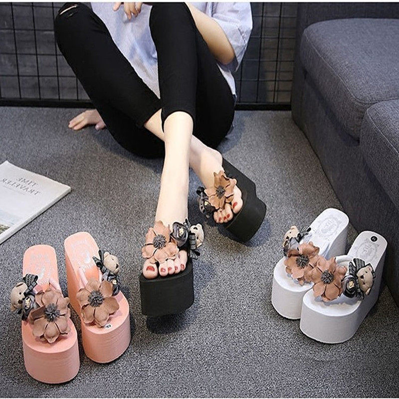 女士托鞋凉拖鞋夏天超高跟百搭y厚底防滑时尚外穿女夹脚坡跟人字