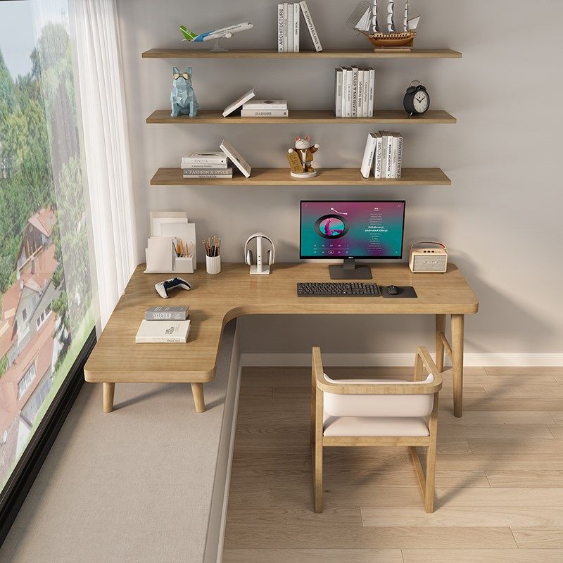 飘窗转角实木书桌学生家用卧室收纳置物架儿童电脑桌拐角学习桌,住宅家具,转角桌,淘宝优惠券,粉丝福利购,淘宝优惠卷