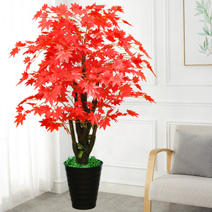 仿真植物假红枫发财树盆栽绿植室内枫树J装饰花客厅摆件大型假花
