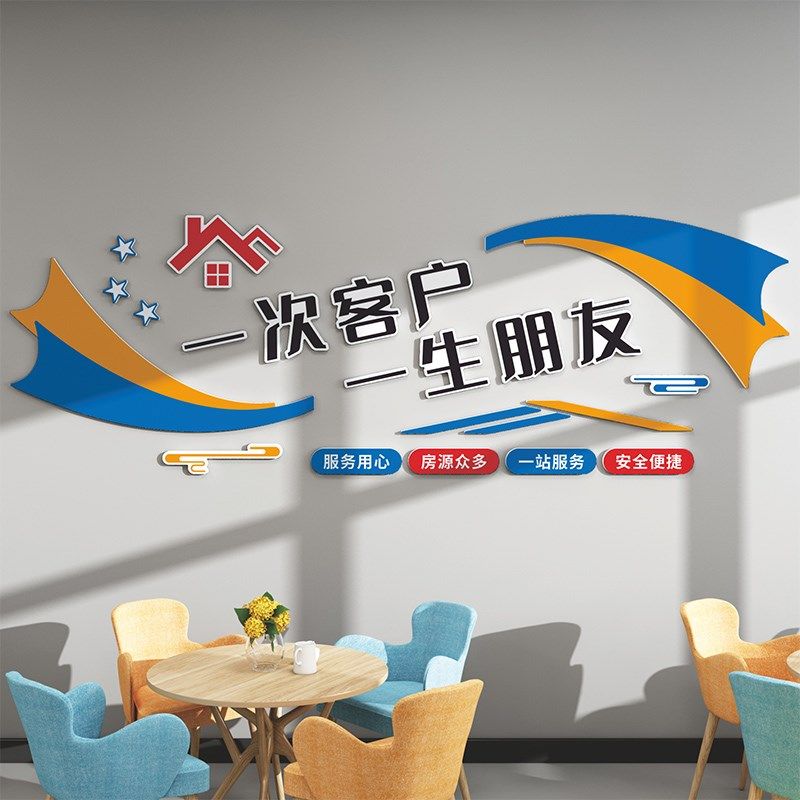 房产中介门店布置公司企业会w议室团队文化墙面装饰励志标语贴纸
