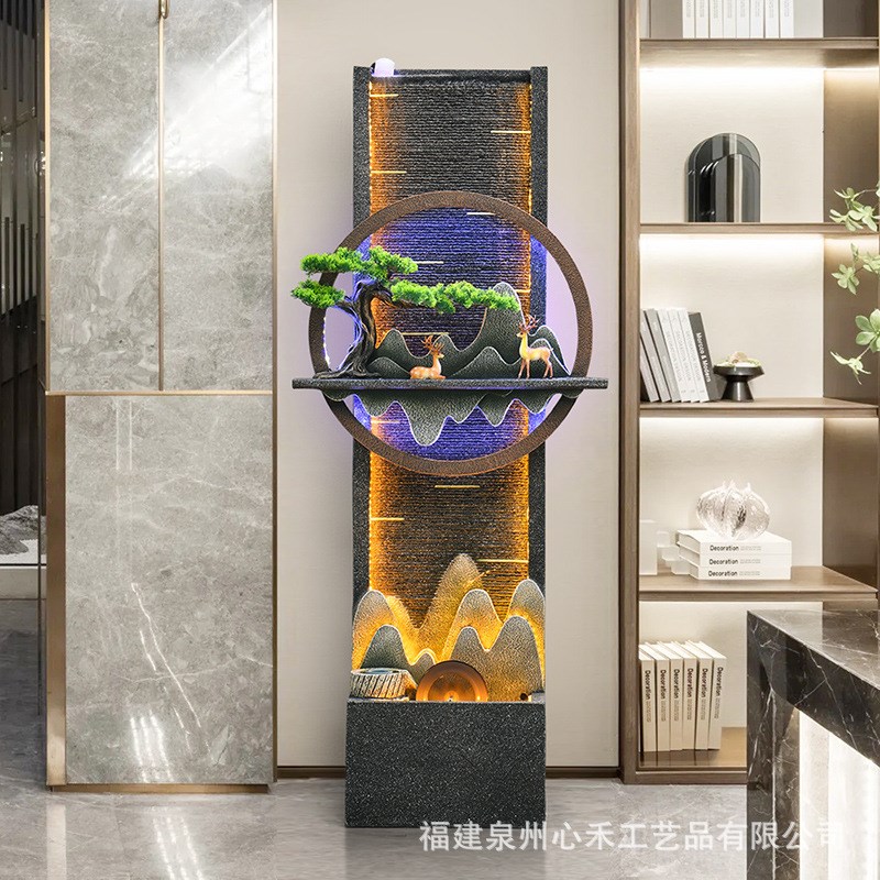 水幕墙假山喷泉流水墙摆件别墅客厅阳台办公茶室庭院酒吧屏风造景