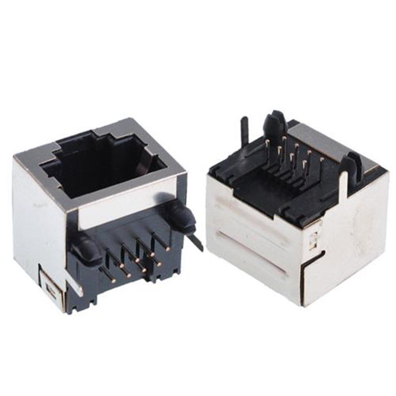 RJ45插座8P8jC 网络接口/网线插座 卧式90度 不带灯带屏蔽(10个)