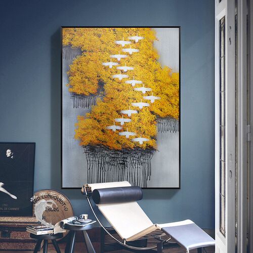 现代简约抽象装饰画客厅背景墙卧室玄关H挂画酒店样板房办公室壁