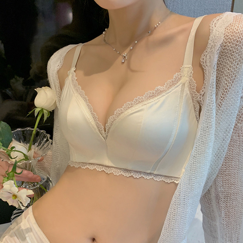 孕妇哺乳文胸缎面夏季薄款美背内衣聚拢防下垂R聚拢无痕胸罩套装