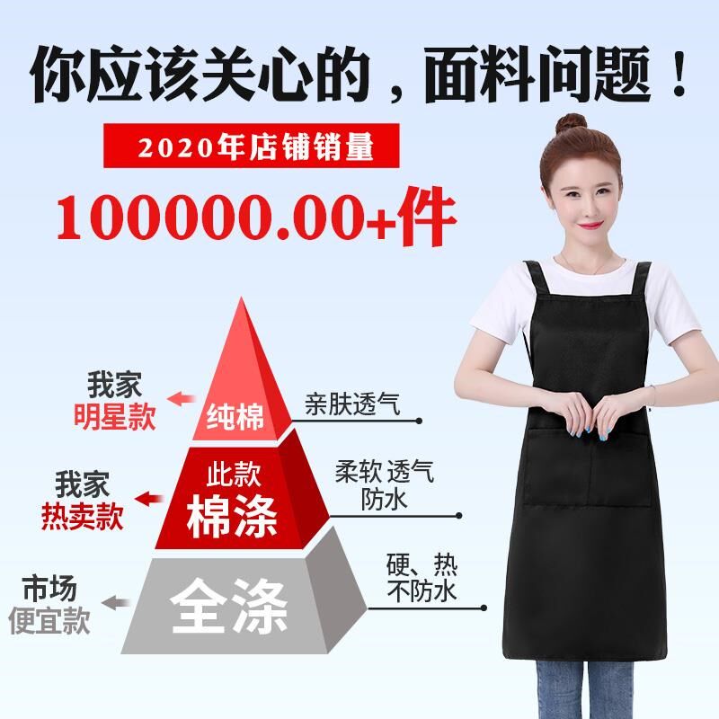 围裙定制工作服logo印字家用厨房防水超市饭店餐饮防油围腰女订做