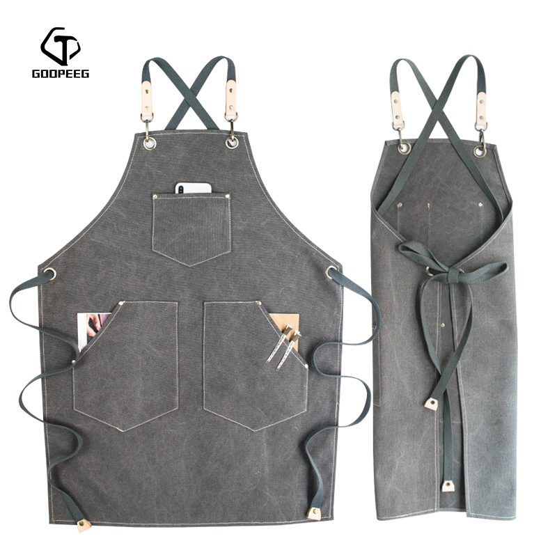 中西餐厅围裙定制可印logo厨房花艺咖啡师理发奶茶店男女工作服装