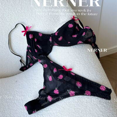 NER情花*大胸显小p蕾丝上托文胸收副乳防下垂超薄款内衣女夏季套