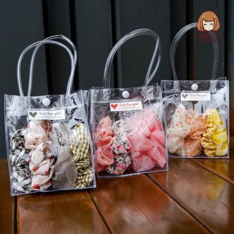 韩版流行大肠发圈田园小清新手提袋装扎头发皮筋热款发饰地摊新款