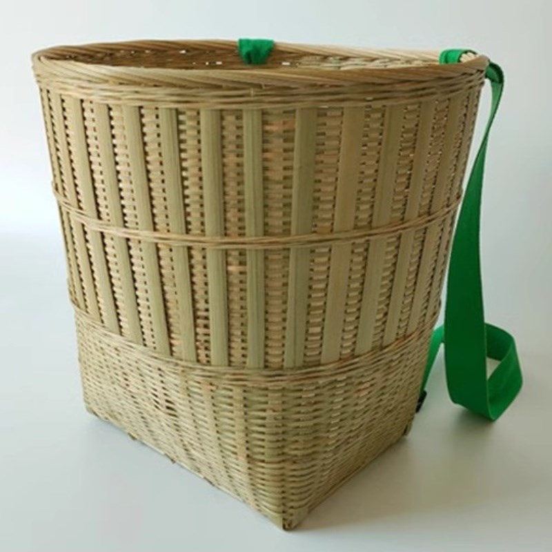 手工竹编背篓小号大号背篼道具竹篓编织收纳筐背篓双X肩竹编采茶