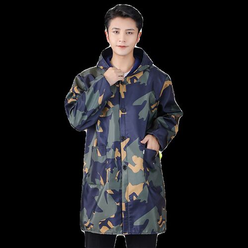 加绒罩衣大人男士工作服防水防油加厚厨房家用时尚围裙长袖外穿冬