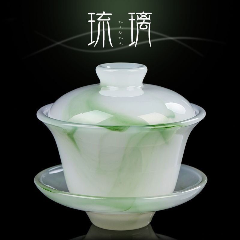 水墨琉璃a茶具加厚防烫高档茶具套装茶杯现代简功夫茶具琉璃盖碗图片