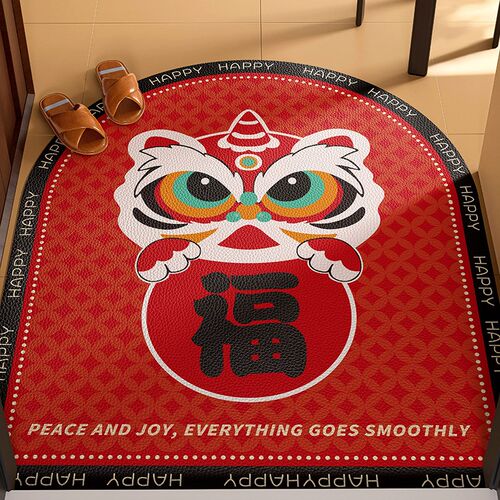 新年入户门地垫红色喜庆皮革脚垫pvFc可擦免洗门口防滑可裁剪地毯
